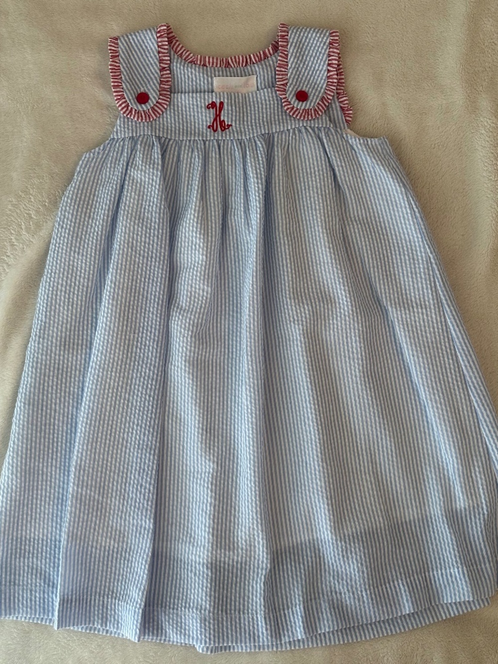 Cecil & Lou Seersucker Dress with "H" Monogram Size 6